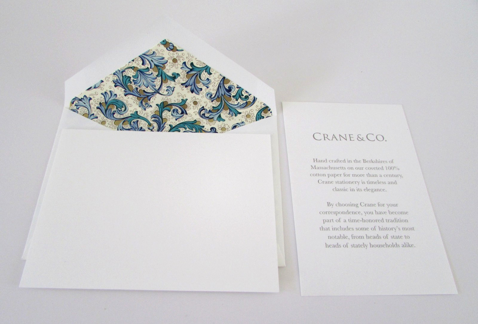 Crane & Co. Blue Florentine Note Cards Set 8 in Box
