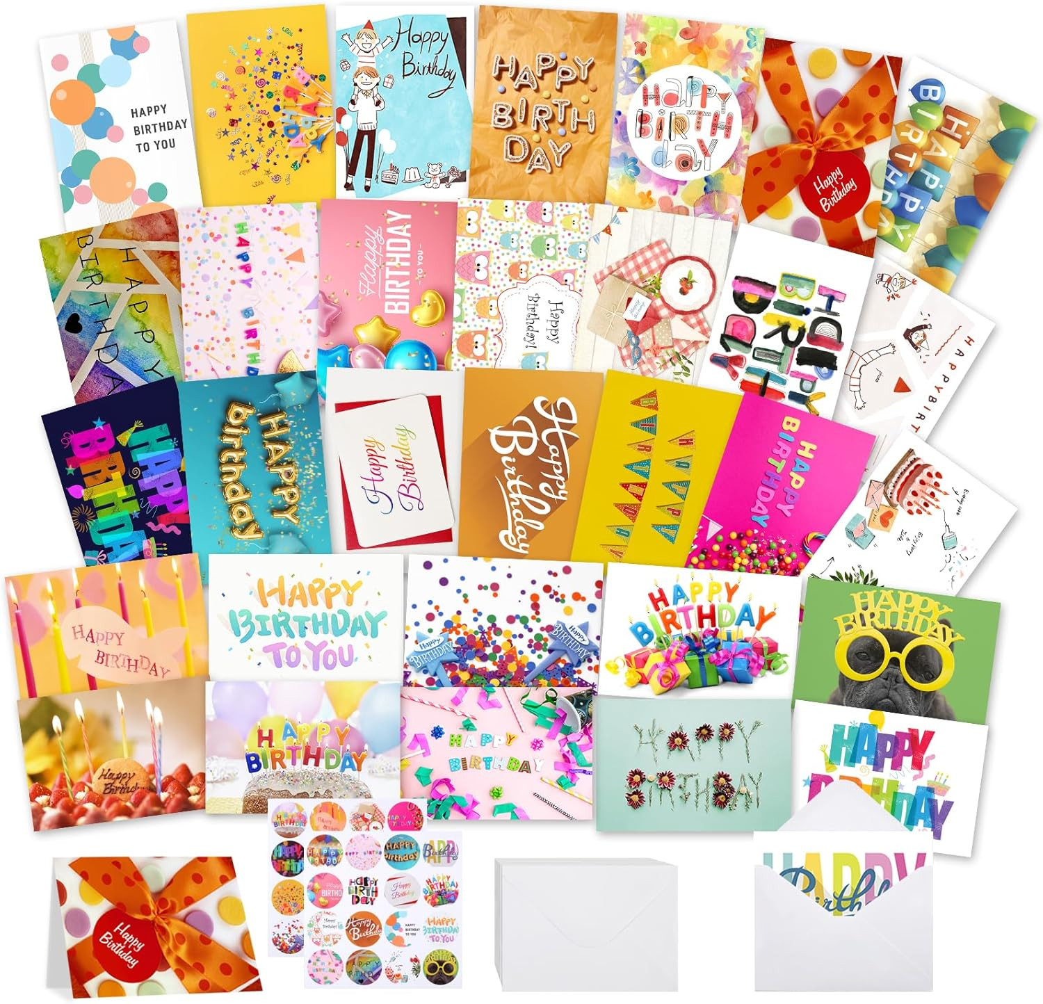 32 PCS Happy Birthday Cards Bulk With Envelopes 4X6 Assorted Birthday Cards NEW