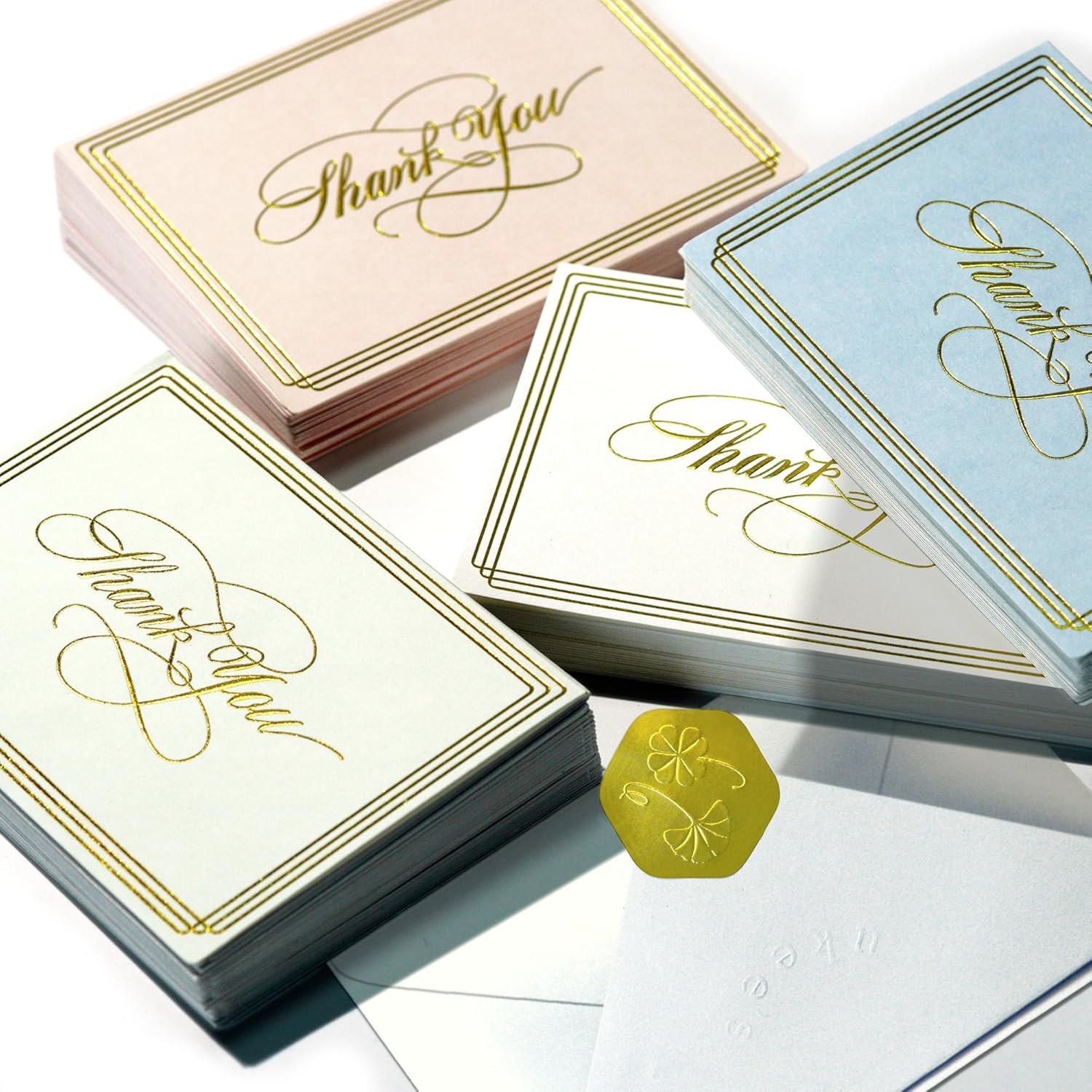 100-Pack Thank You Cards with Envelopes & Matching Stickers | 3.5X5 Blank Thank