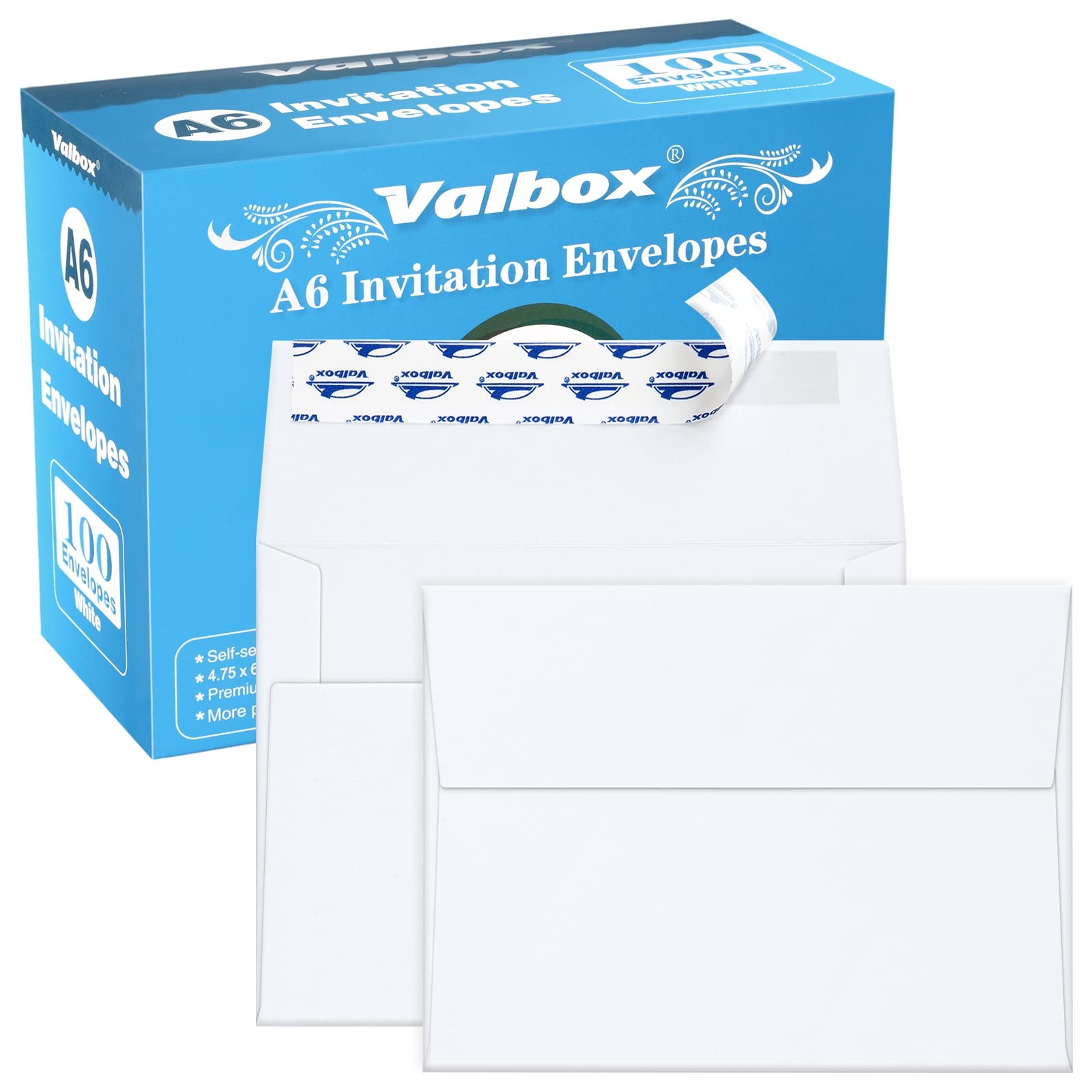 100Qty A6 Envelopes Self Seal 6.5 x 4.75″ White Kraft Paper Invitation Envelopes