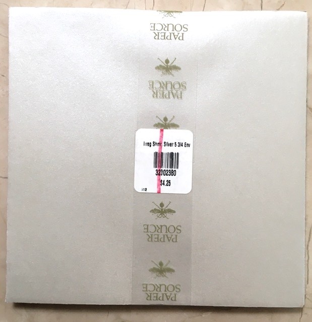 BRAND NEW SET 10 Paper Source Envelopes SHIMMER SILVER Stationery 5.75″ Square