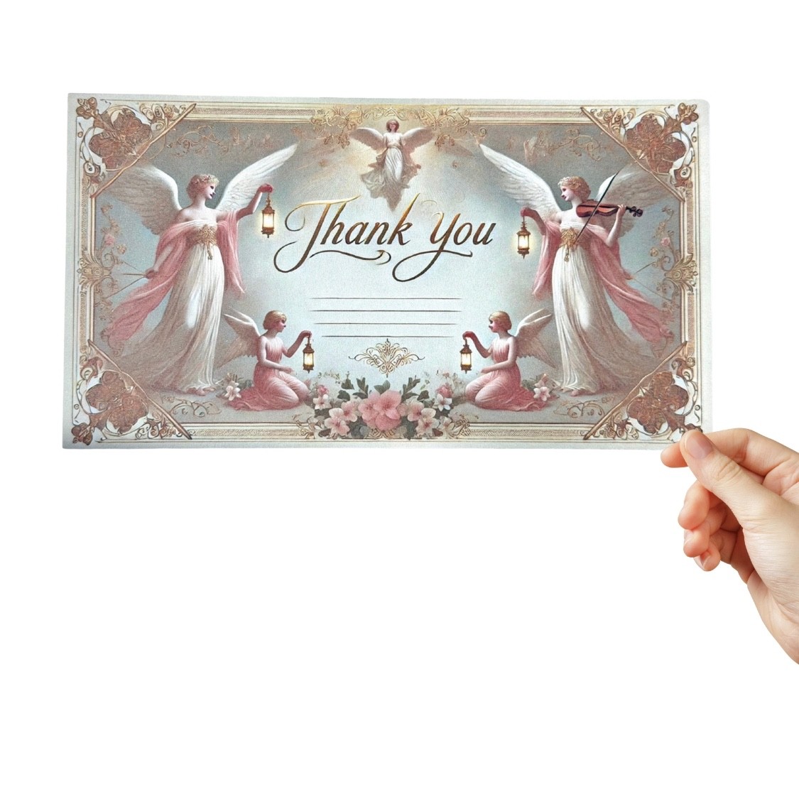 Thank You Cards –Set of 2 -Angelic Religious Vintage Style, Matte