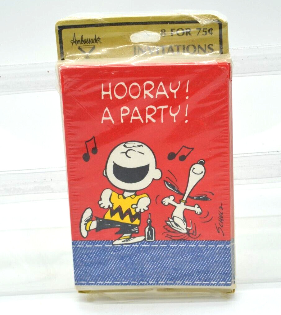 Peanuts Charlie Brown & Snoopy Party Invitations – 1965 – NOS – RARE design