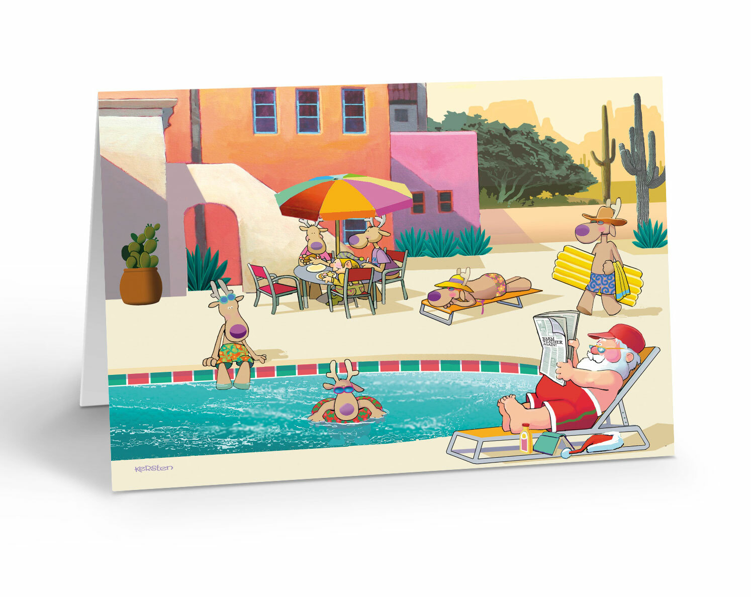 Christmas Pool Party in the Desert Christmas Card – 5″ x 7″ – 18 Cards – 40069