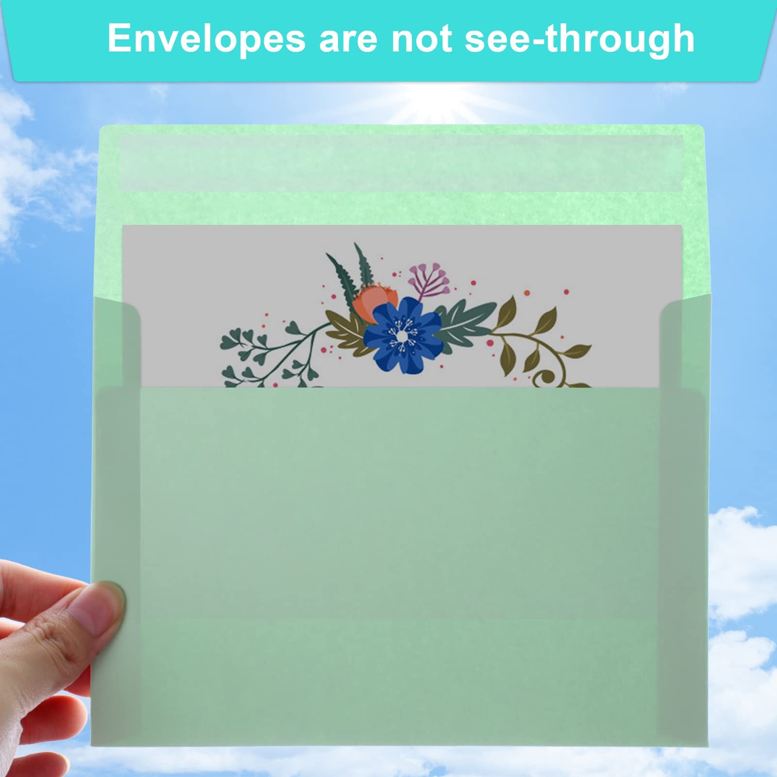 50 Pack Colored Envelope, 5×7 Envelopes, A7 Envelopes for Invitations, Printa…
