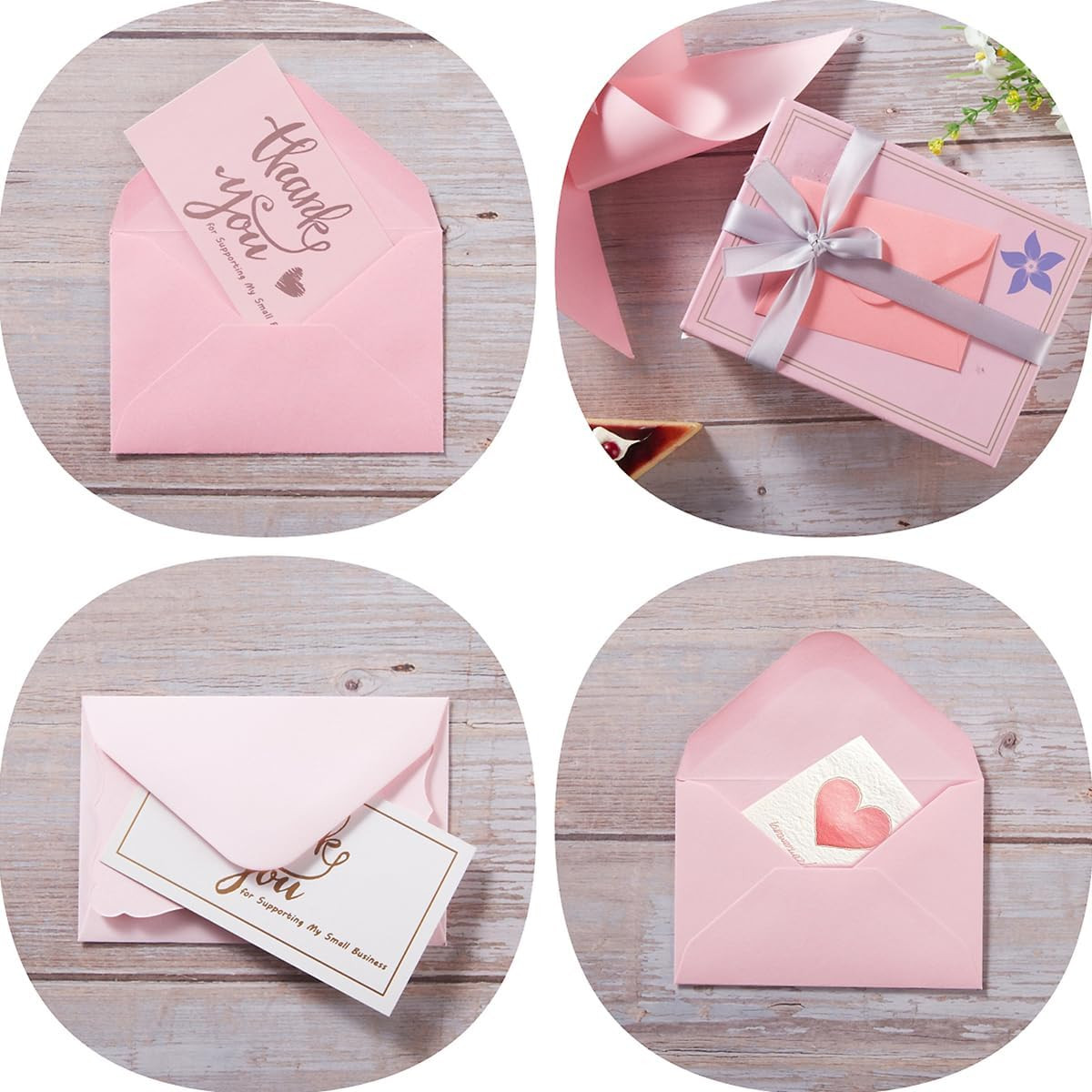 100 Pack Mini Envelopes with Note Cards 5 Colors 4×2.7 Inch for Events
