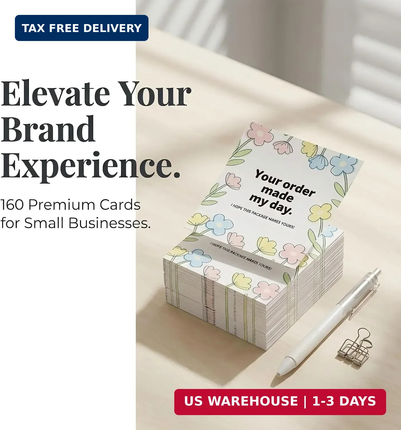 160Pcs Thank You Cards Small Business, Floral Design Packaging Supplies Your Ord