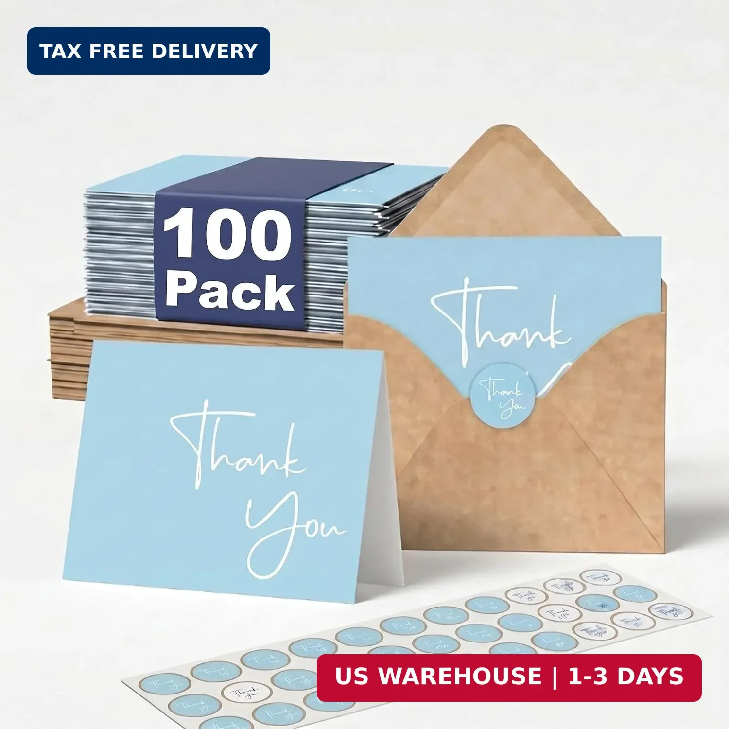 XXINMOH 100 Pack Thank You Cards With Envelopes Bulk Set & Stickers – 4×6 inch B