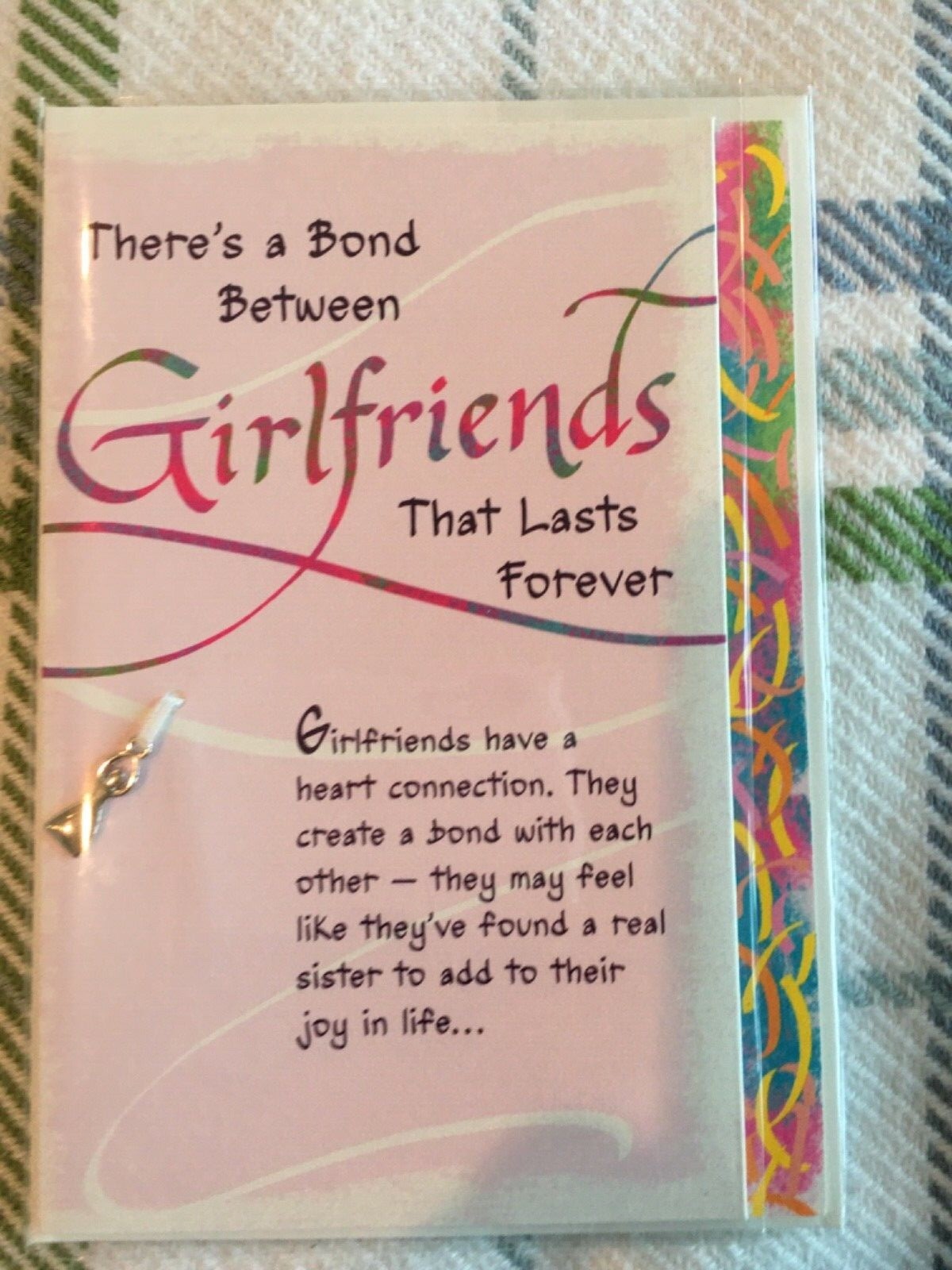 New Blue Mountain Arts Card with Charm GIRLFRIEND