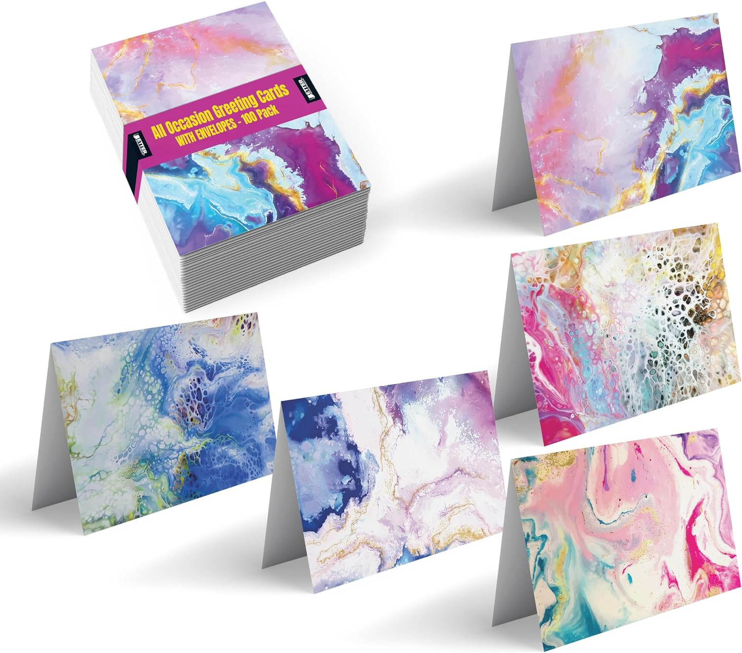 100-Pack All Occasion Greeting Cards, Assorted Blank Note Cards, 4 x 6 inch, 5 A