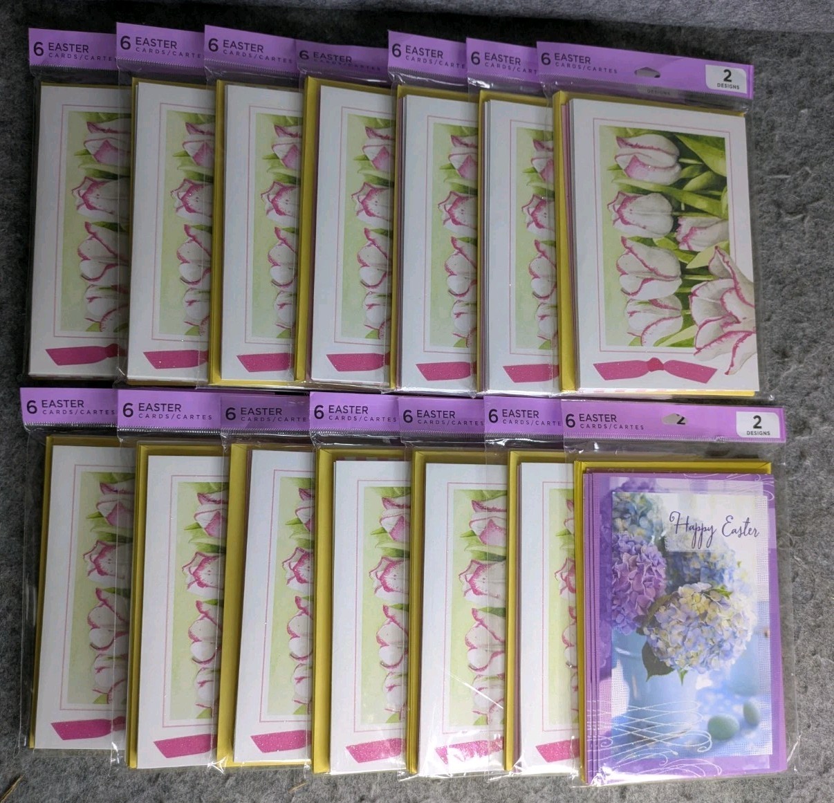 Hallmark Easter Card Lot 14 Packs (84 Cards) Tulips & Hydrangea 6ct Sealed…