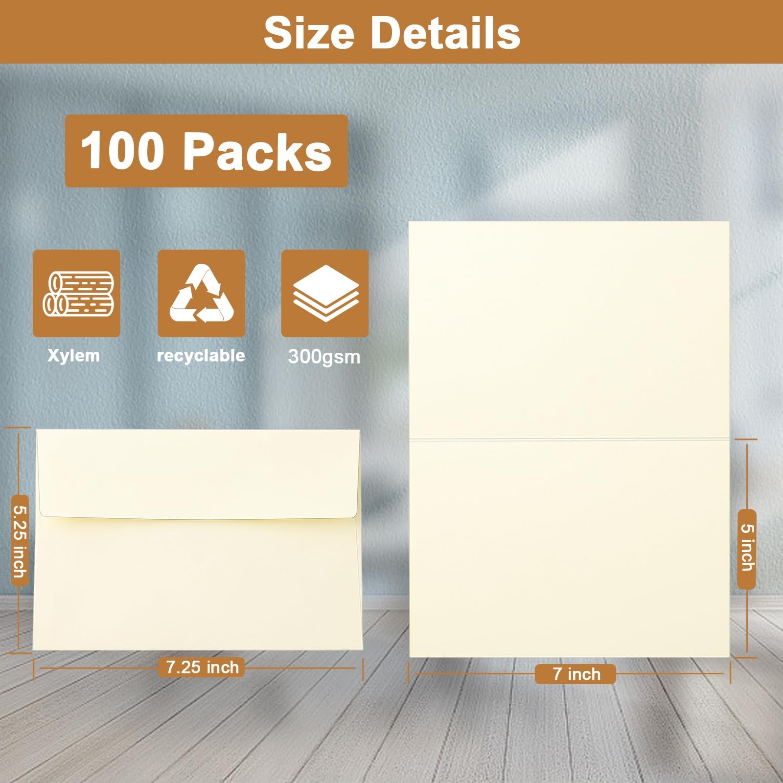 100 Packs Cream Blank Greeting Cards with Envelopes 5 x 7 Heavyweight Folded …