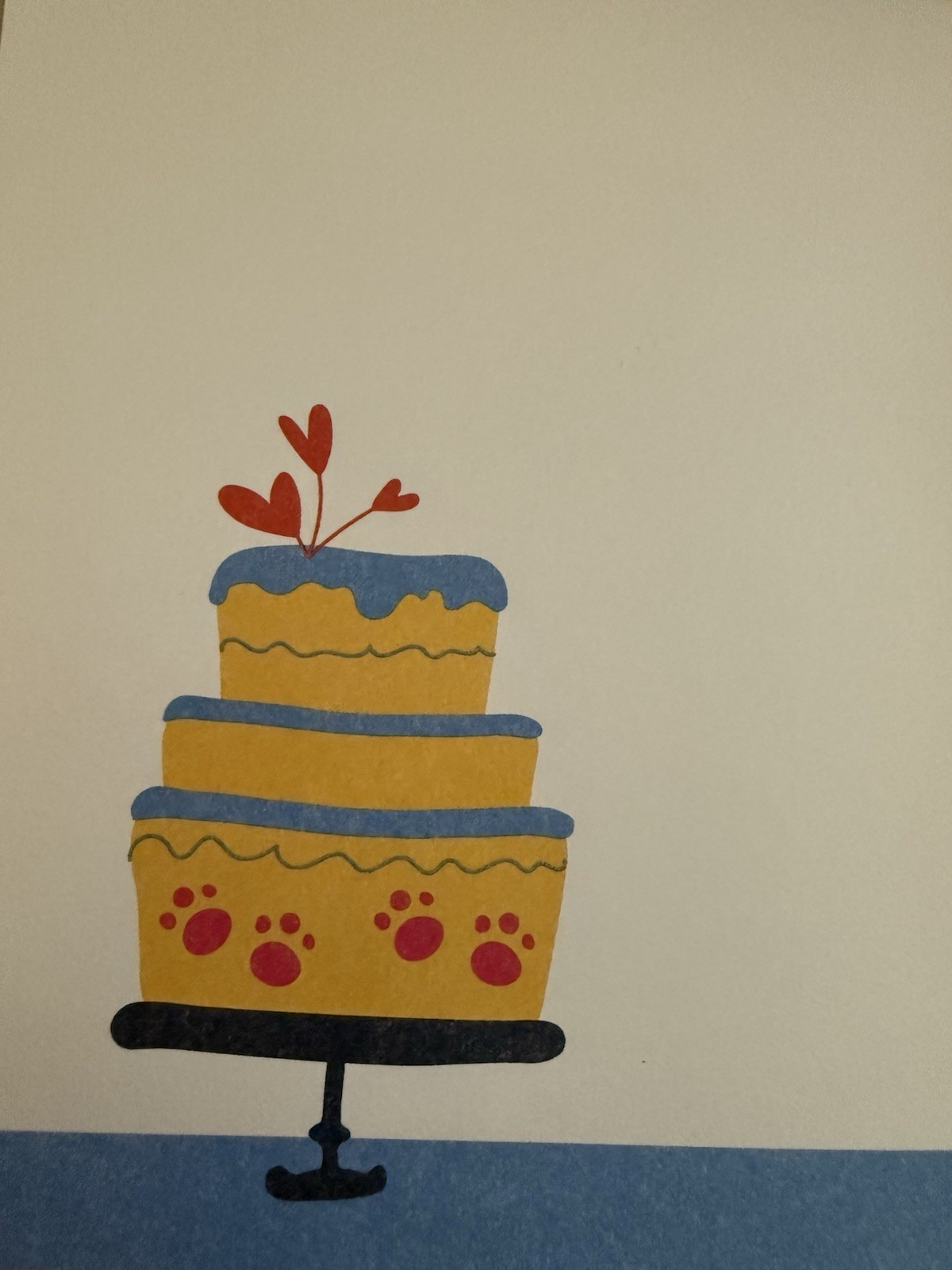 “Happy Birthday” – Yellow Three-Layer Birthday Cake – approx 4.5″ X 6″