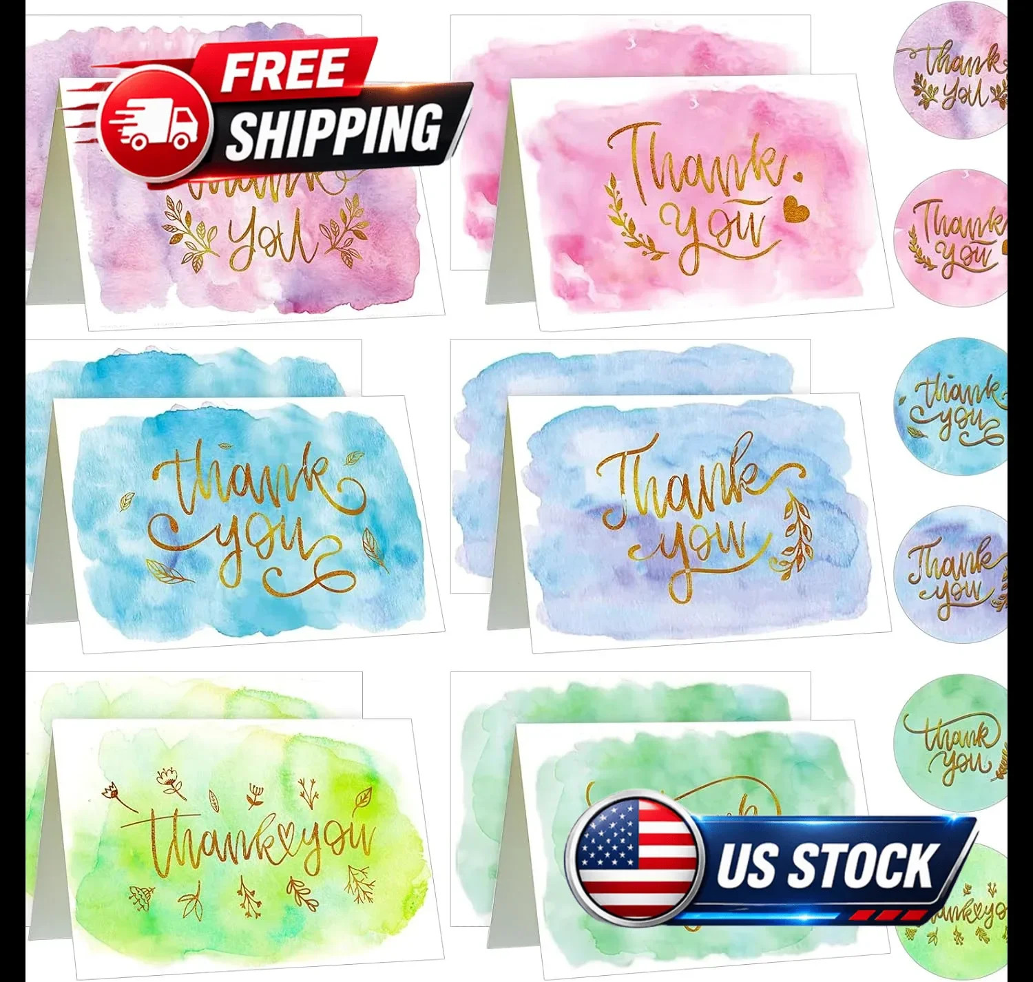 24 Blank Greeting Cards 4×6 with Envelopes Floral Note Cards Assorted Designs