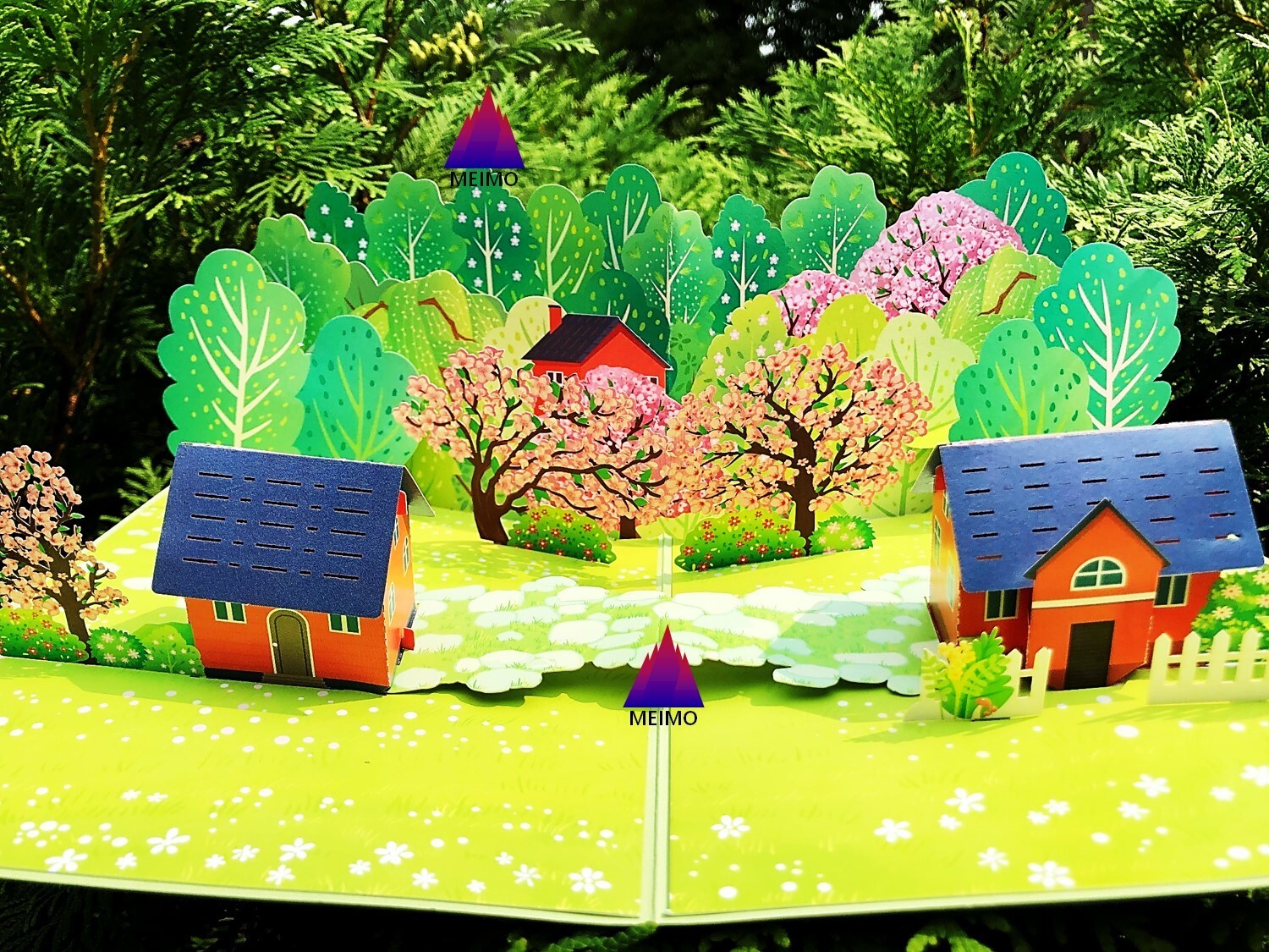 3D Pop Up Greeting Card Spring Yard Flowers Floral Landscaping Garden Family Mom