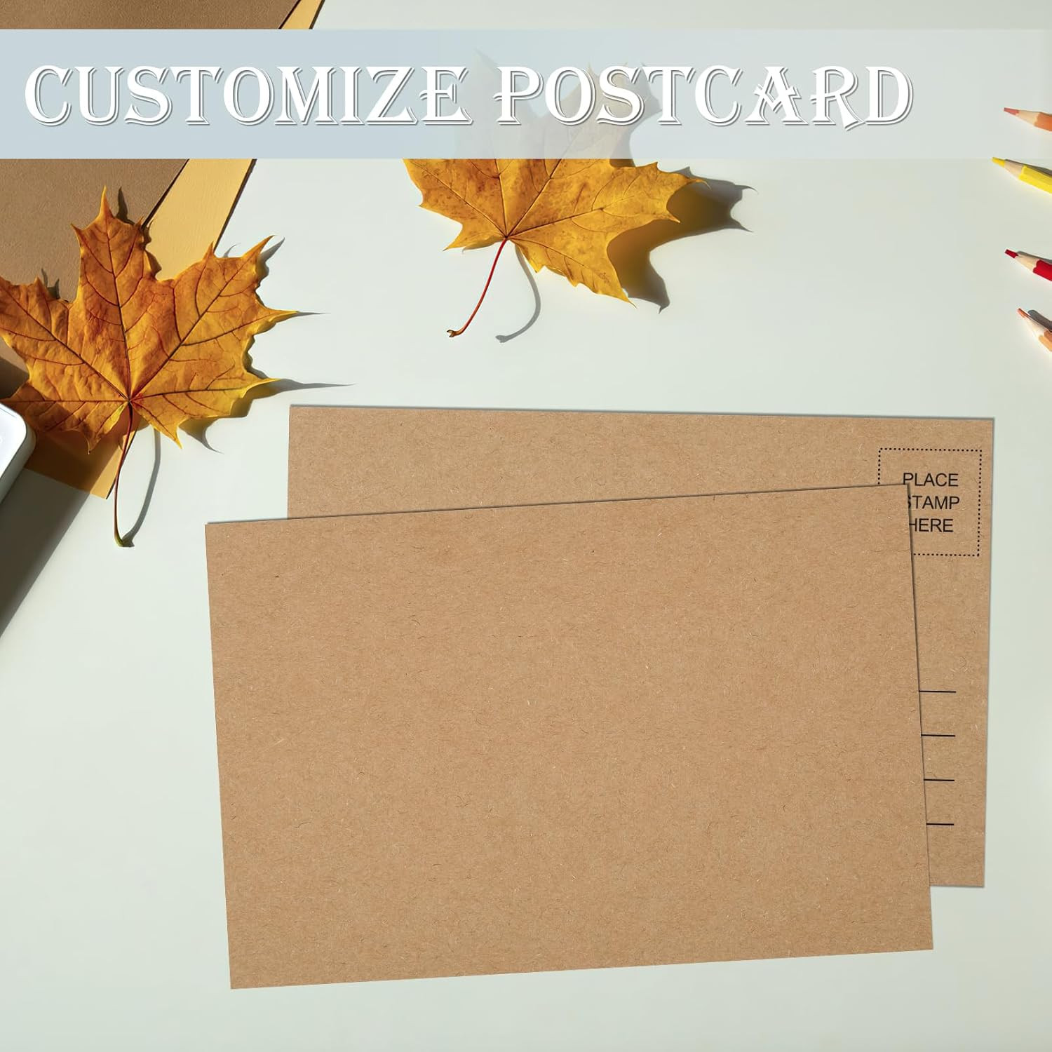 Blank Postcards for Mailing, 80 Post Cards for Mailing, 300 GSM Kraft 4 x 6 inch