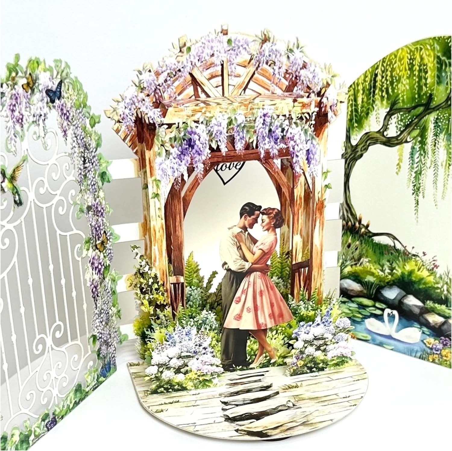 Pop Up Anniversary Card, Romantic 3D Wedding Anniversary Card for Wife, Husband,