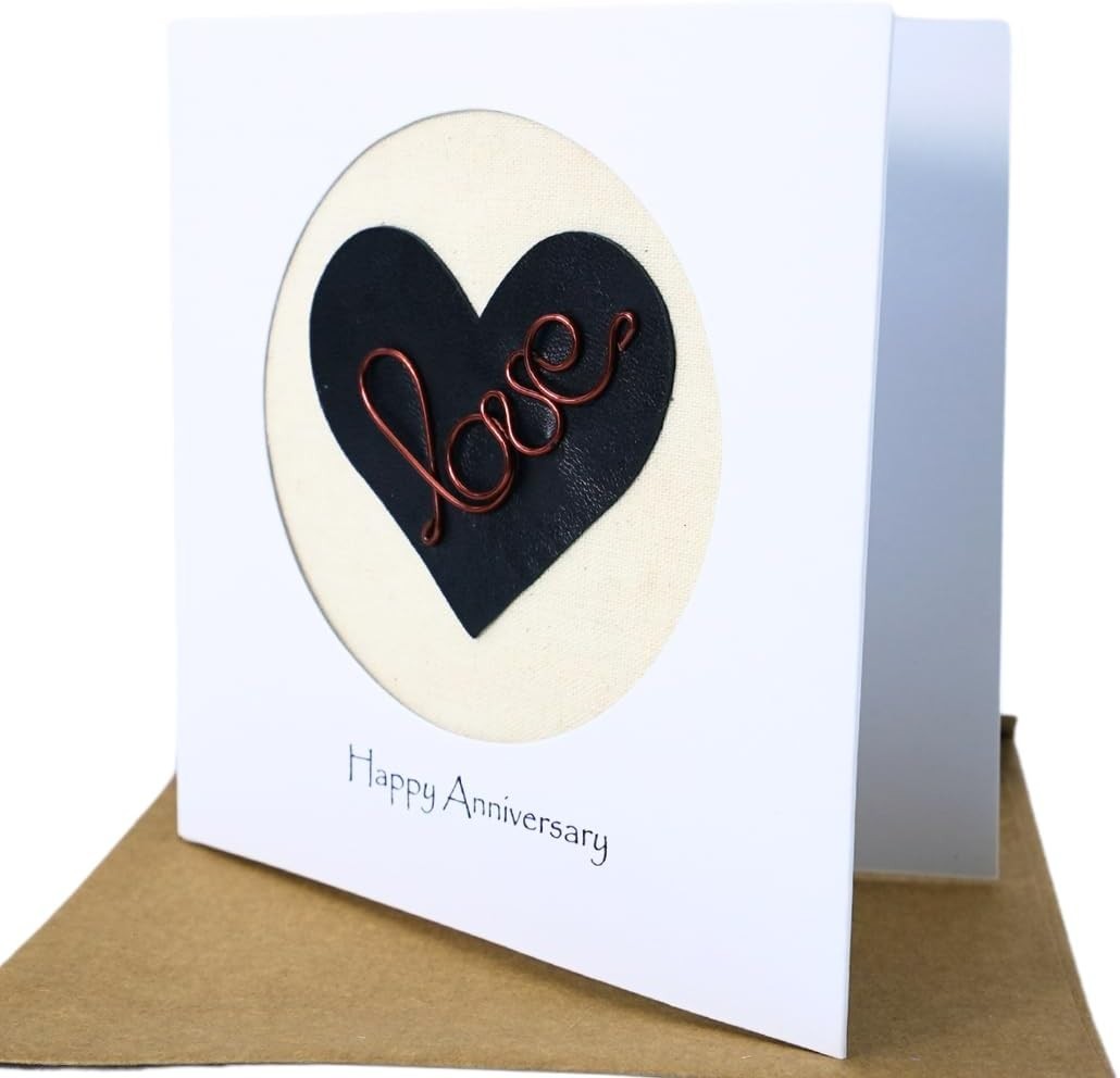 Artistic Bronze Copper Wire Anniversary Card – Celebrate Your 8th of Love