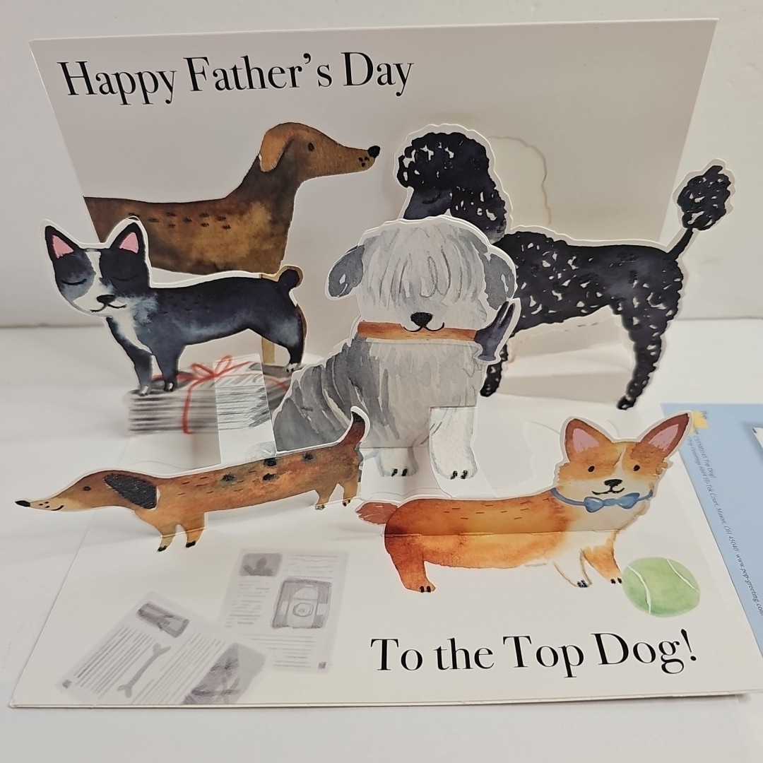 Happy Fathers’ Day Pop Up Geeting Card Dog Canine Lover Pop Greetings Dad Dogs