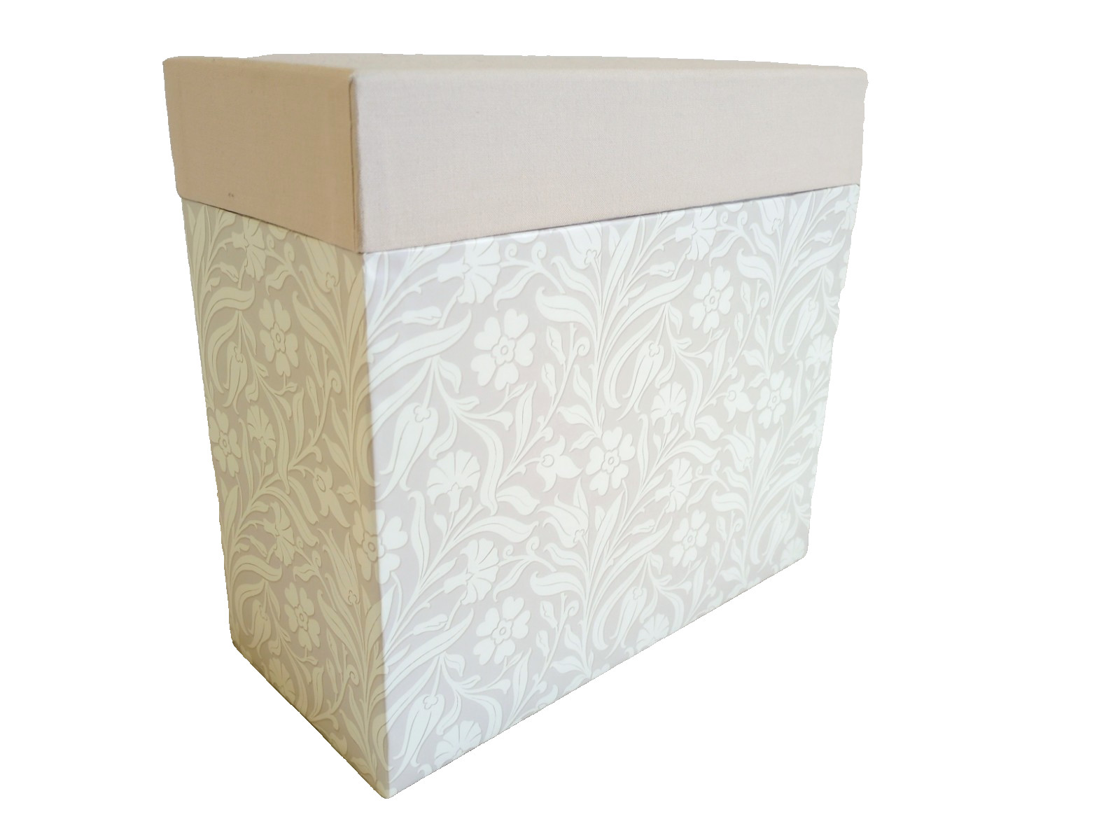 Hallmark Floral Greeting Card Organizer Storage Box w Drawer & Hinged Lid, Beige