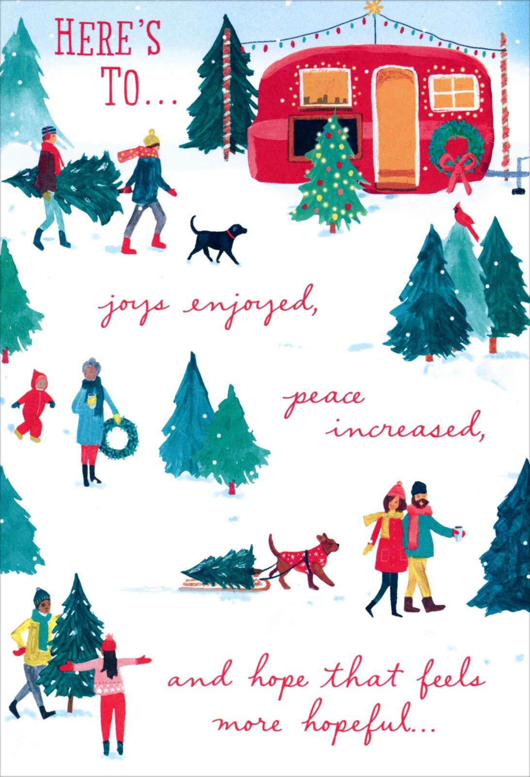 Thoughtful MERRY CHRISTMAS Card, Tree Farm People Winter Snow by Hallmark +✉