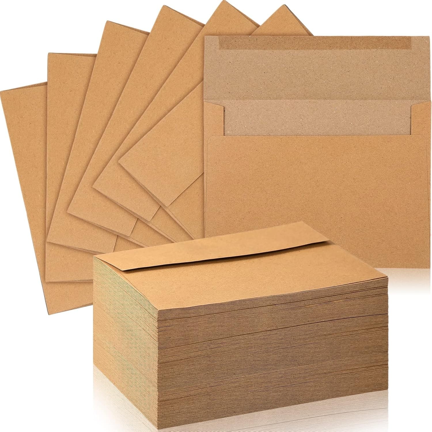 100 Pack A7 Kraft Envelopes 5.25×7.25 Invitation Envelopes for Weddings & Shower