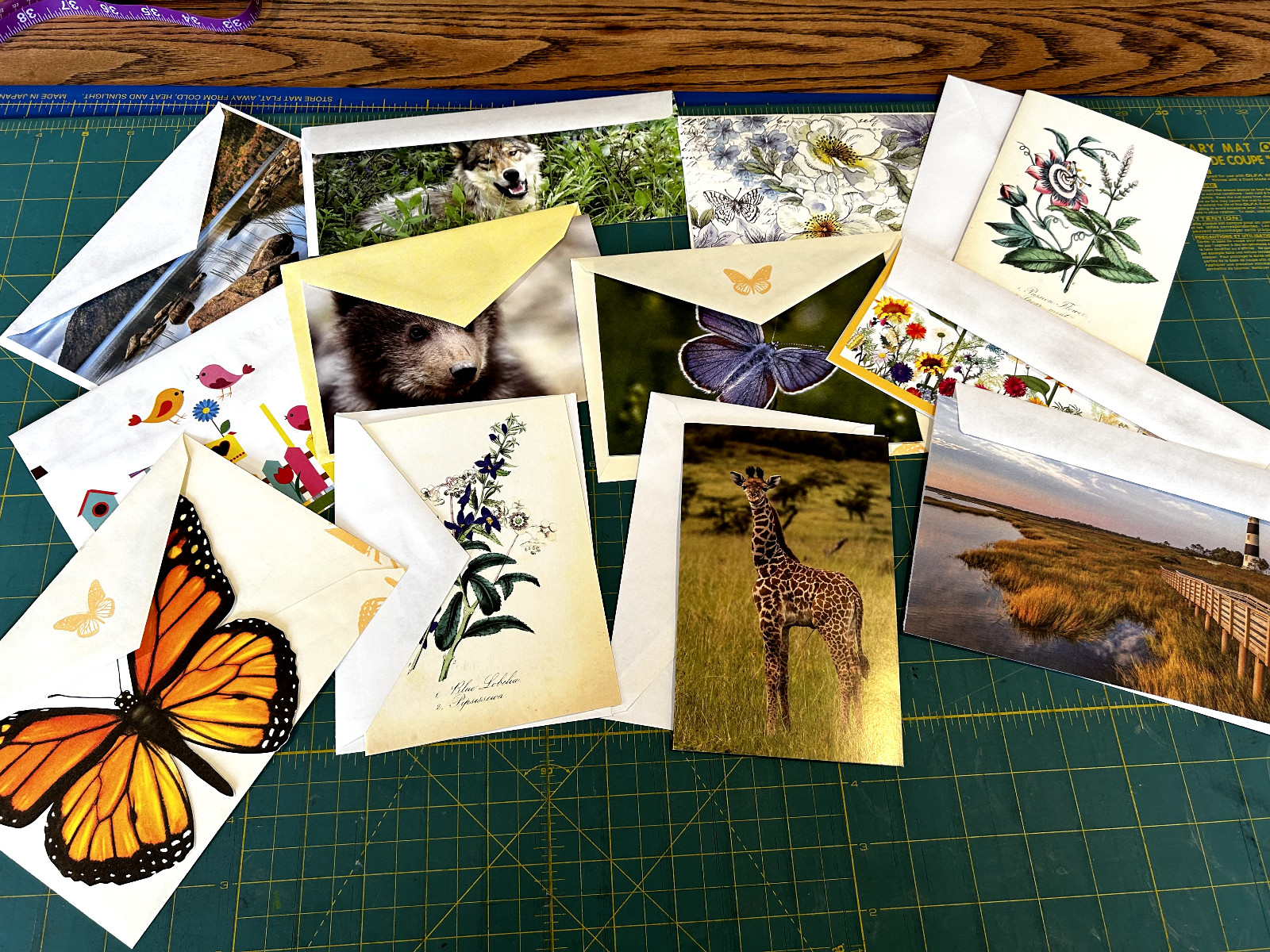 12 Pretty Blank Greeting Cards Unused + Envelopes Multiple Designs #2