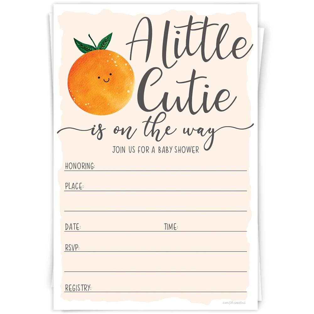 20 PCS Little Cutie Baby Shower Invitations Envelopes Gender Neutral Girl