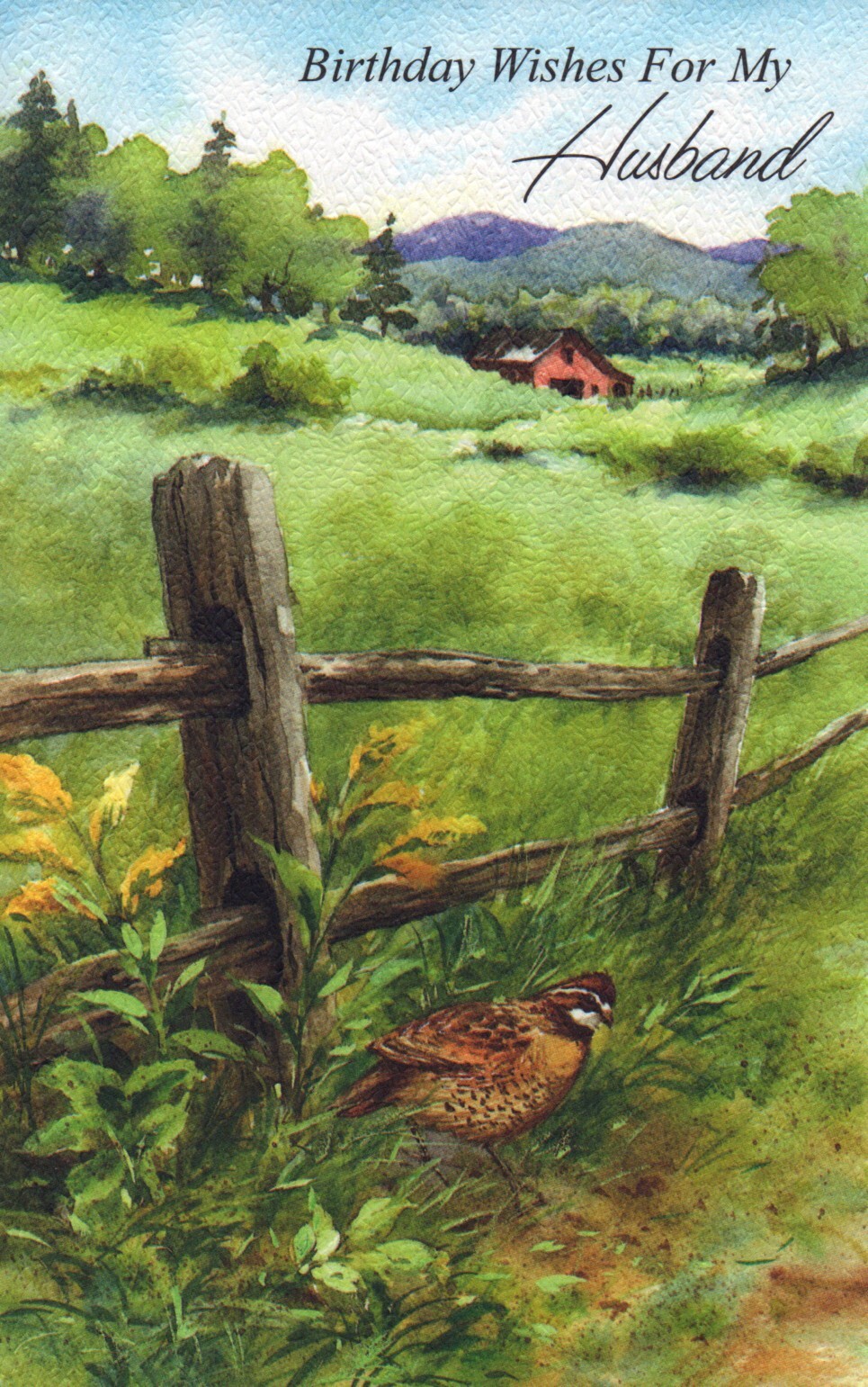 Loving BIRTHDAY Card FOR HUSBAND, Farm Wishes by Gallant Greetings + Envelope