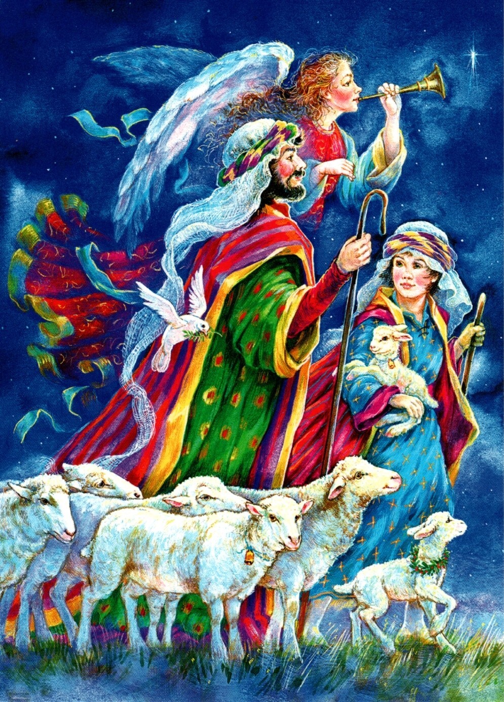 Shepherd Boy Shepherds Guiding Angel Angels Lamb Christmas Cards – Set of 6