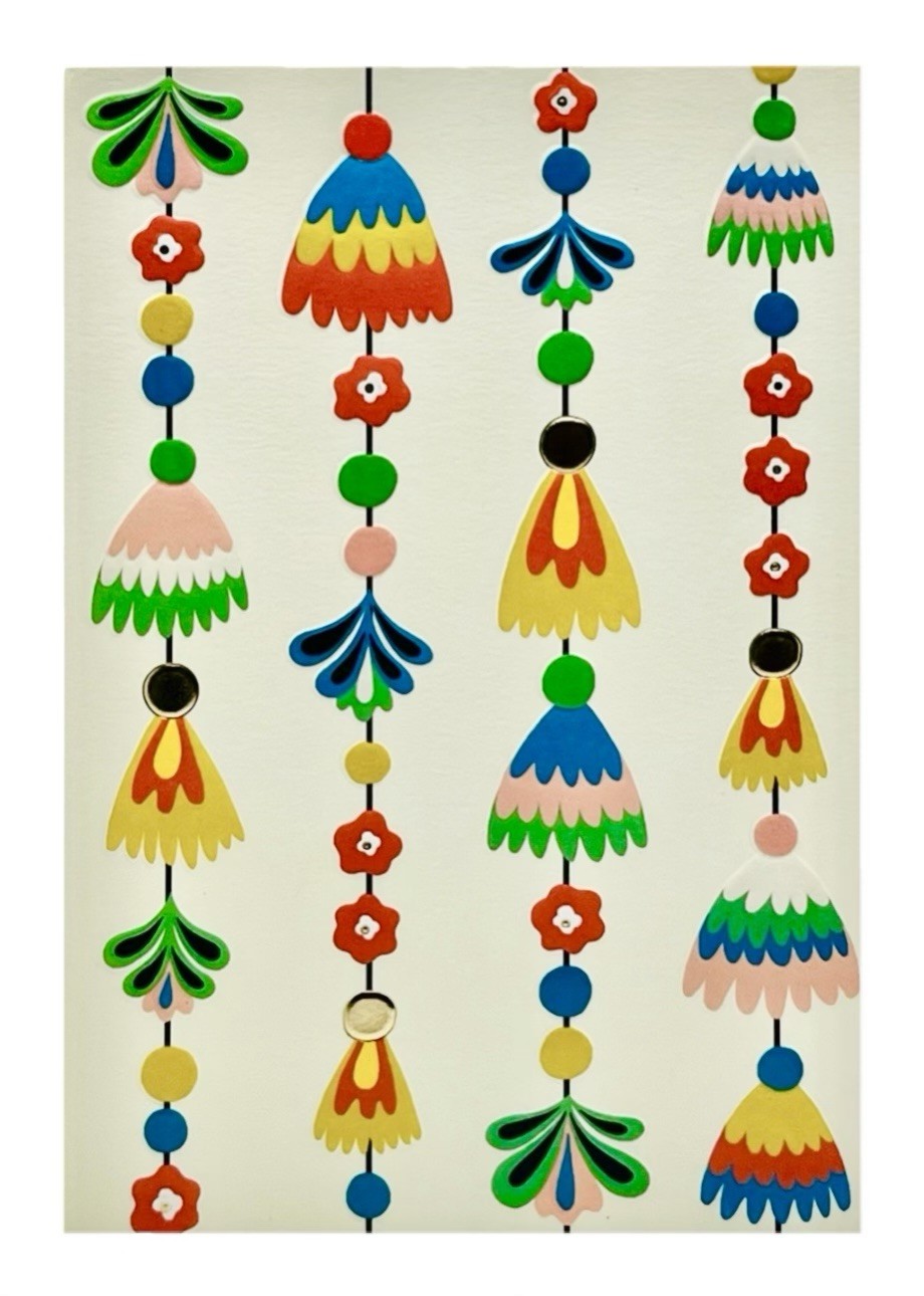 Festive Tassel Garland Blank Card Embossed Gold Foil Multipurpose Hallmark Card