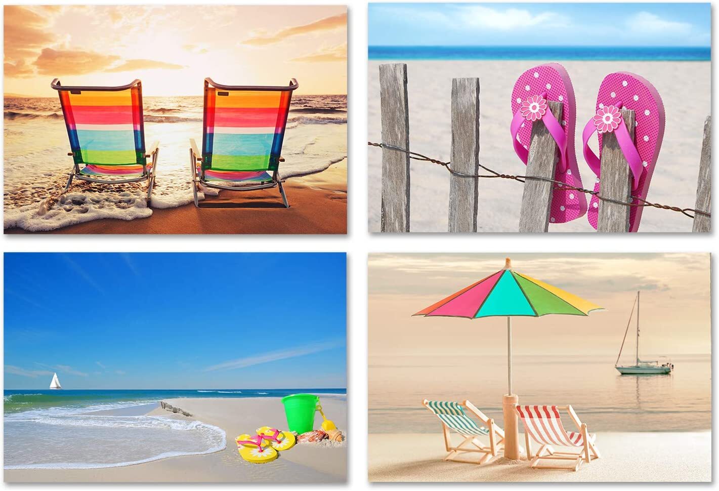 Fun Beach Greeting Cards-Blank Inside-5.5″x4.25″-Available in 12 or 24 Packs