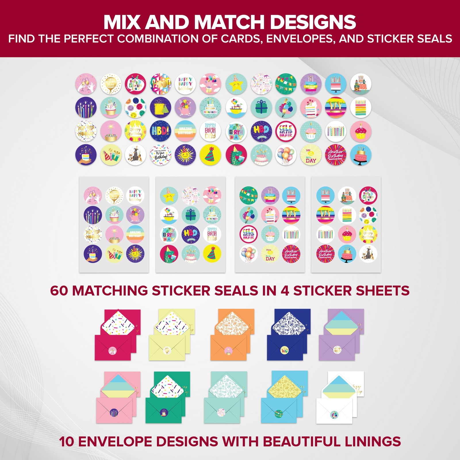 Decorably 50 Pack Foiled & Glittery 6x4in Assorted Adult 6×4 inches, Metallic