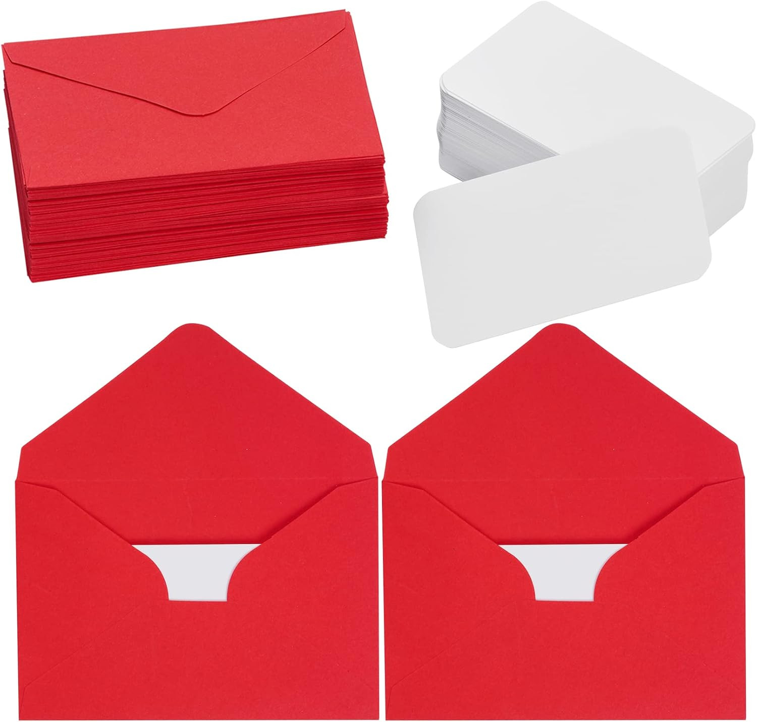 100 Sets Small Red Envelopes with Small Blank Gift Business Card Wedding Invitat