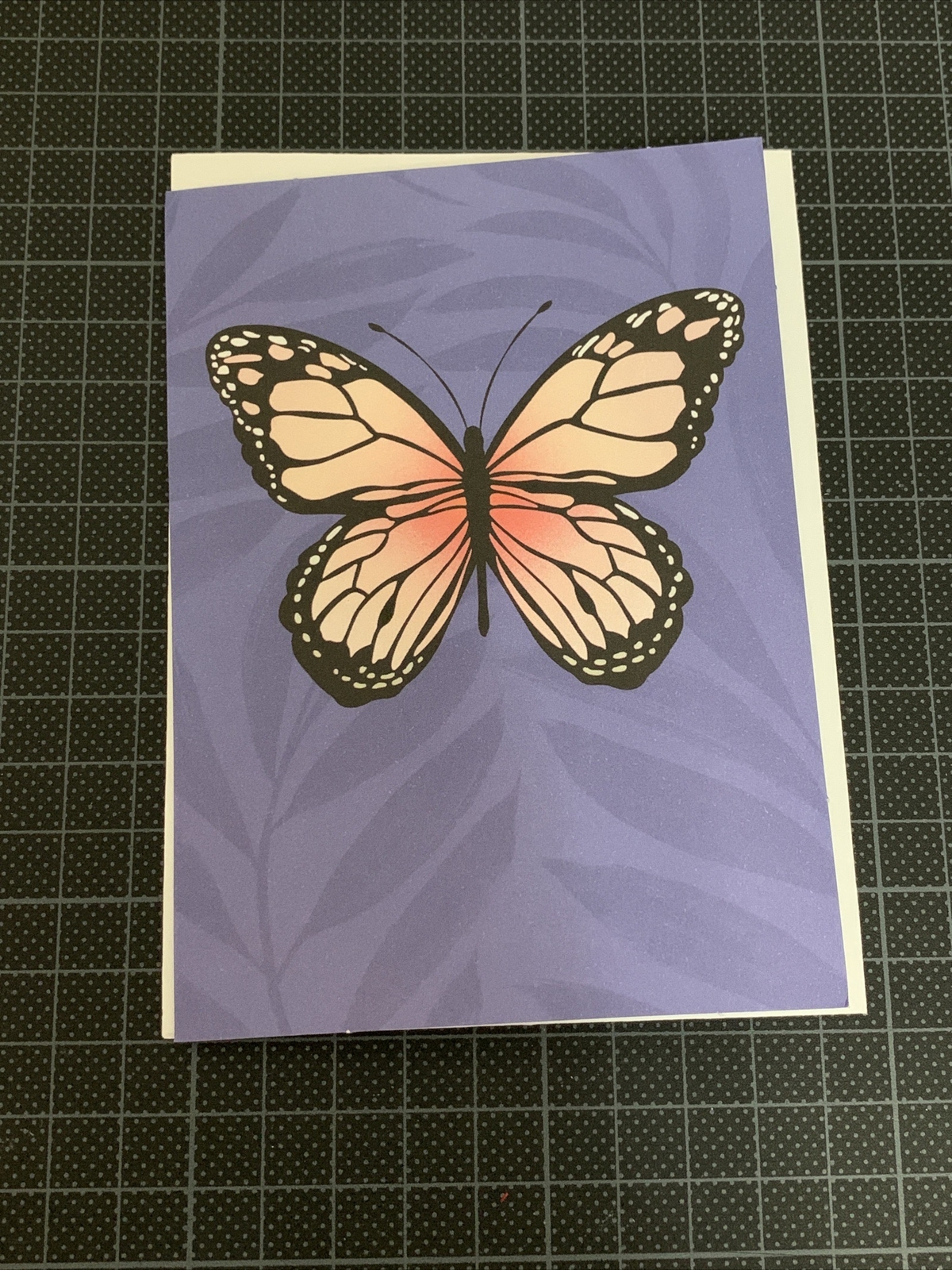 Hallmark Blank Note Card For Any Occasion: Purple Leaf & Pink Monarch Butterfly