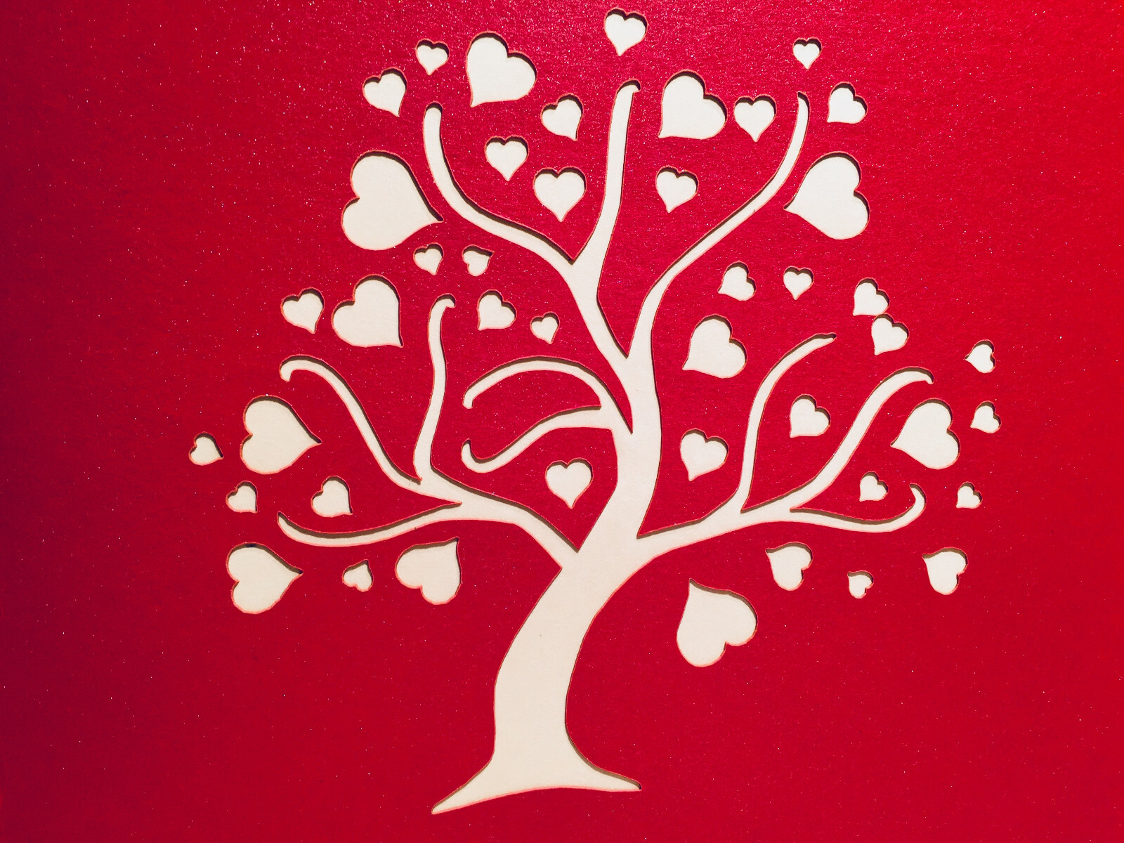 Hand Made With Love. Tree of Love Hearts 3D Pop Up Greeting Card Mother’s Day.