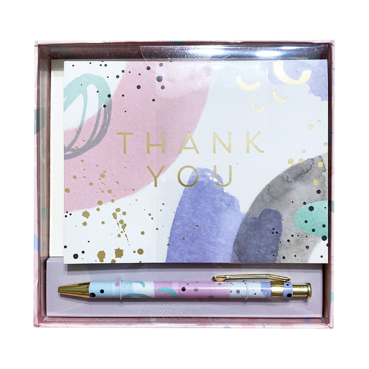 Artistic Thank You Note Cards Pen Box Set 16 Blank Clementine 80s Abstract