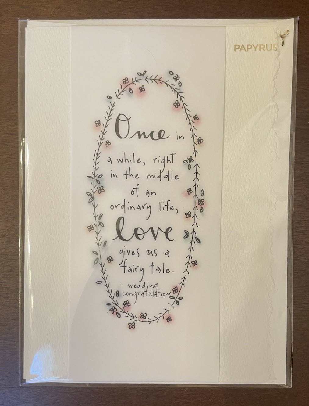 Papyrus Wedding Greeting Card, Blank Inside w/ Envelope, White Floral Love