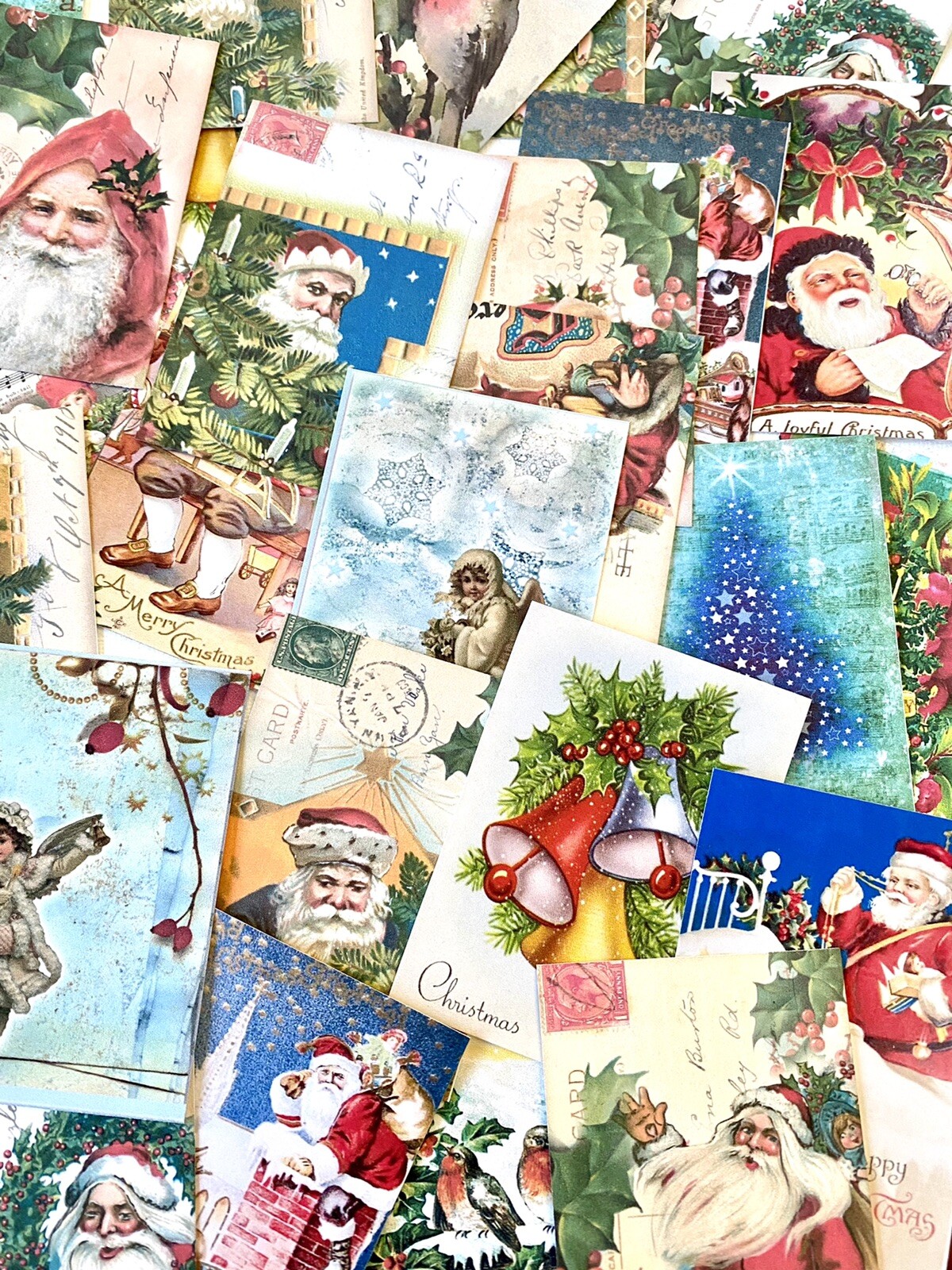 Christmas Card Prints Lot Of 50+ Vintage Xmas Cards Tags Christmas Decor #CL50