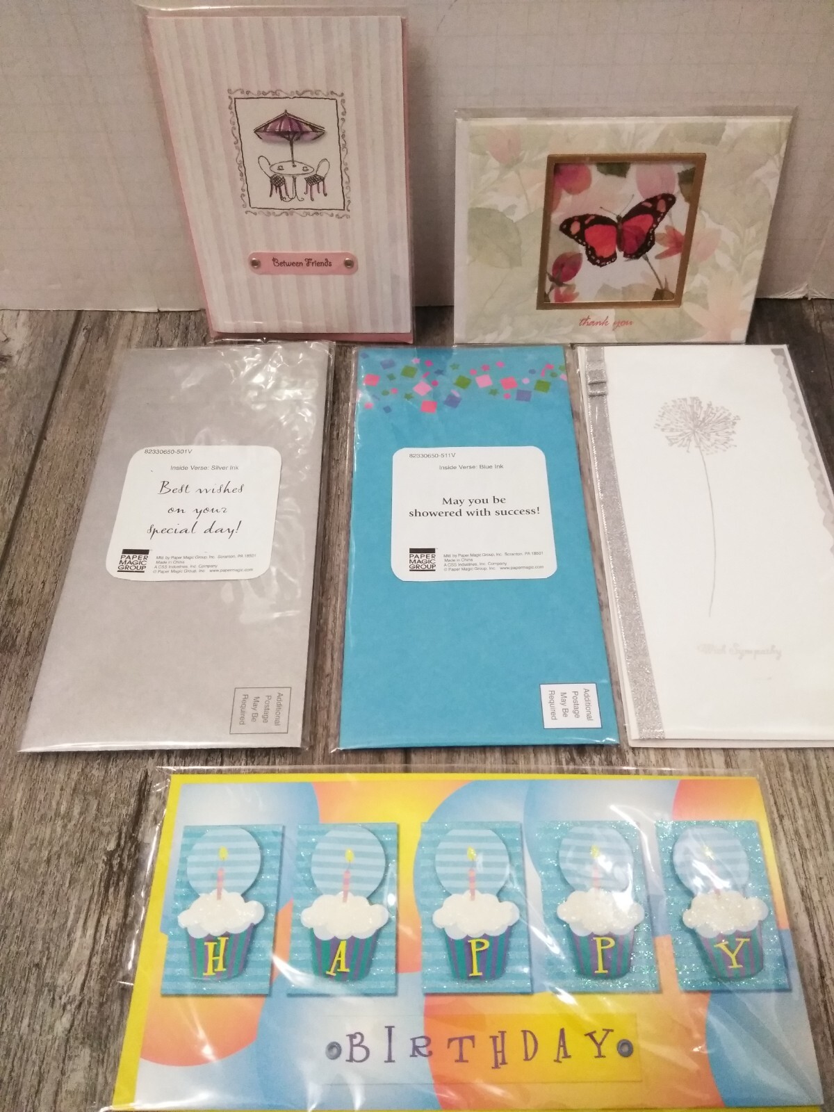Paper Magic Group 6 ALL OCCASION CARDS INDIVIDUALLY SEALED WITH ENVELOPE