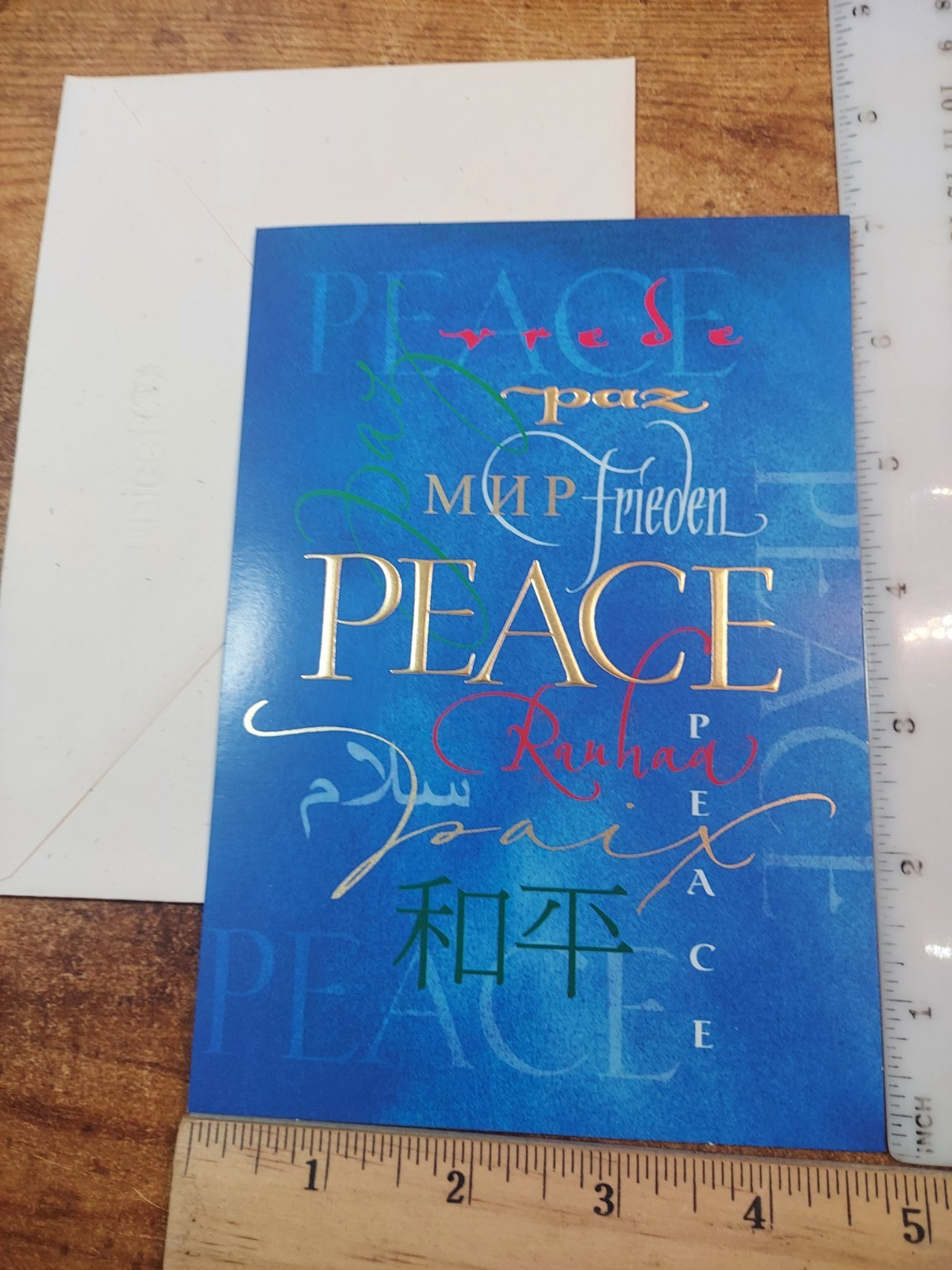 Unicef PEACE in Different Languages Christmas Greeting Card 7″ x 5″