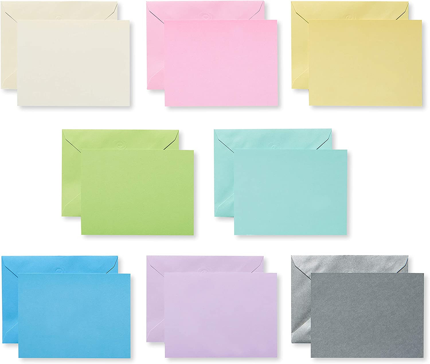 Single Panel Blank Cards Bulk with Envelopes, Pastel Colors (100-Count)
