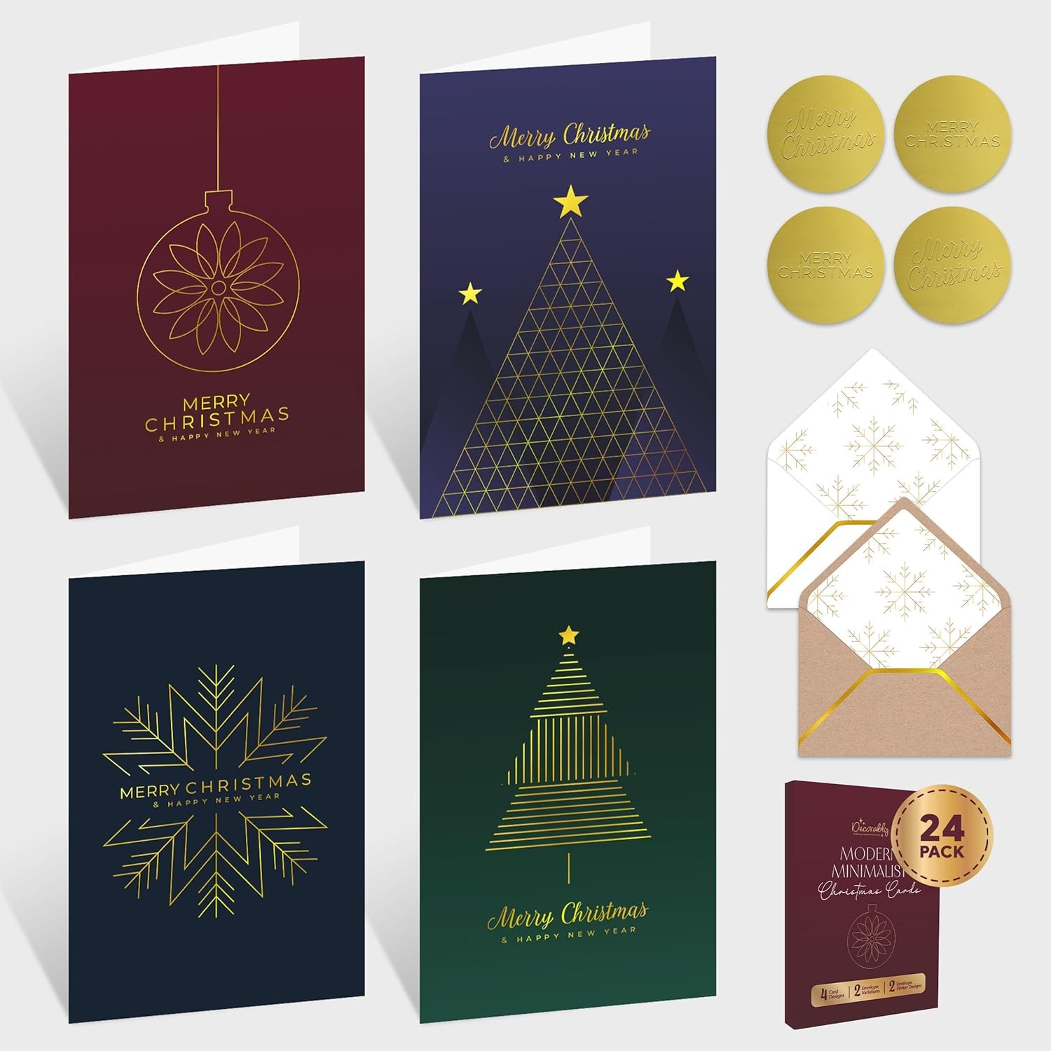 Decorably 24 Pack Gold Foil Embossed 4x6in Minimalist 4×6 inches, metallic