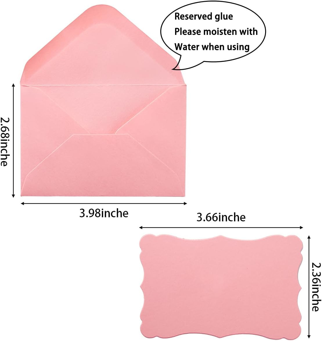 100 Pack Mini Envelopes with Note Cards 5 Colors 4×2.7 Inch for Events
