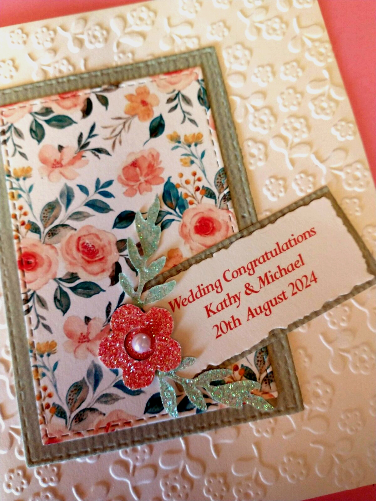 Wedding Congratulations Card Personalized Names and Date comes with Verse Inside