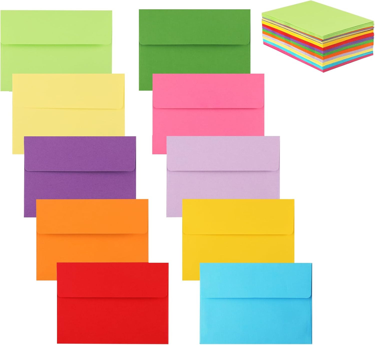 50 Pack 5X7 Envelopes, 5.25 X 7.25 Inch, 120 Gsm Thick Paper Self Seal Colorful