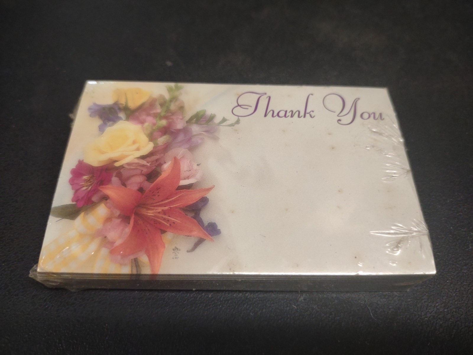 50 Vintage Floral Enclosure Cards, “Thank You” with Tiger Lily Bouquet