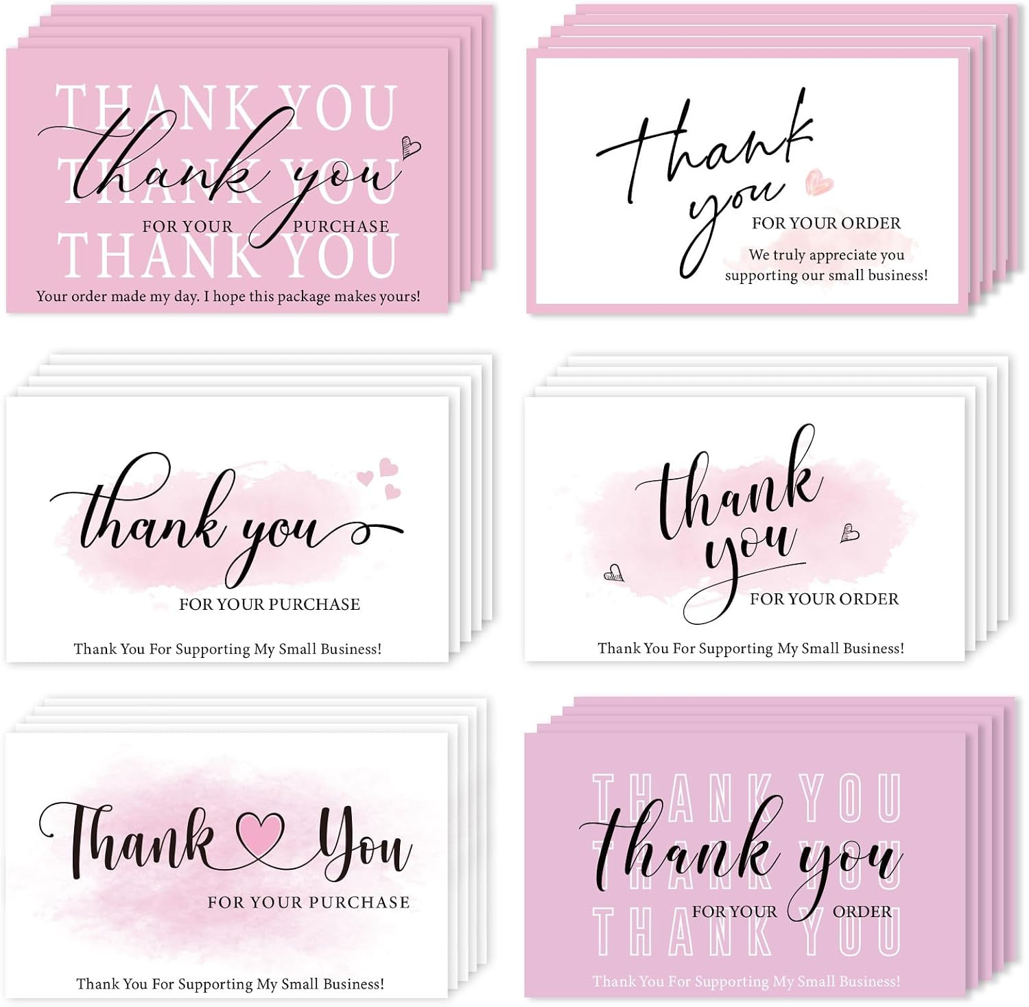 300PCS Thank You for Supporting My Business Cards 2 X 3.5 Inches Thank You