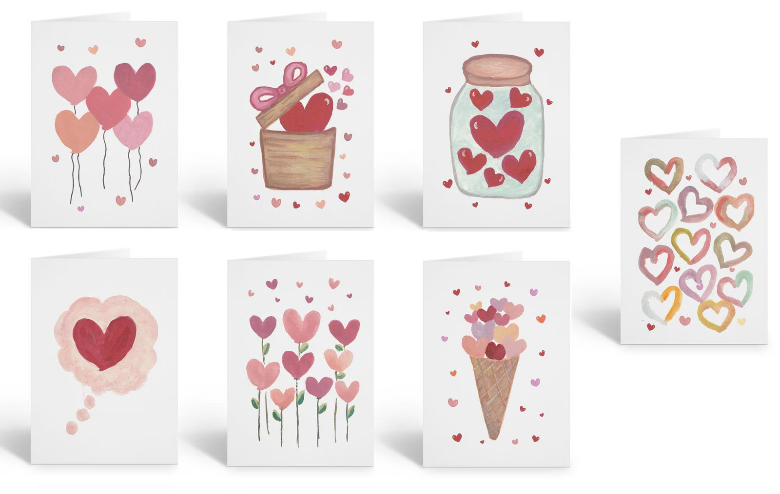 Assorted Heart Note Cards – 12 Cardss – 4.25 x 5.5 inches – B14600