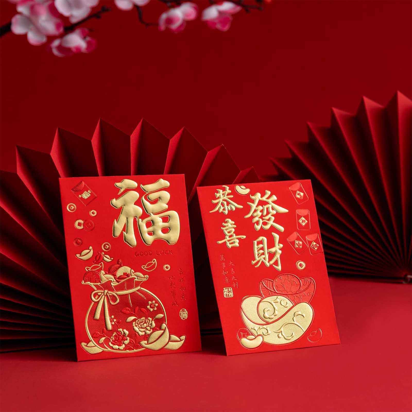 Red Envelopes 72pcs for Cash Chinese New Year – 6 Realistic Horse Designs